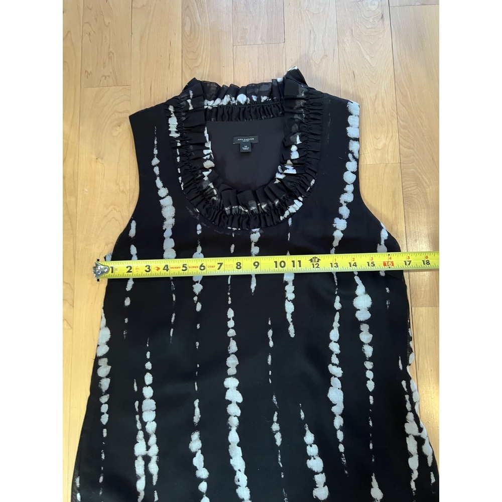 Women's Sleeveless Top Silk Cotton Blend Ruffles Around Neck‎ black Dressy Fun - Picture 5 of 9